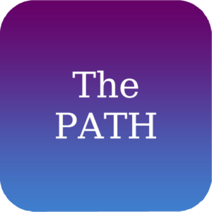 A blue and purple square with the word " path " written in white.